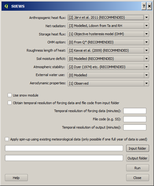 Interface for SUEWS Advanced version.